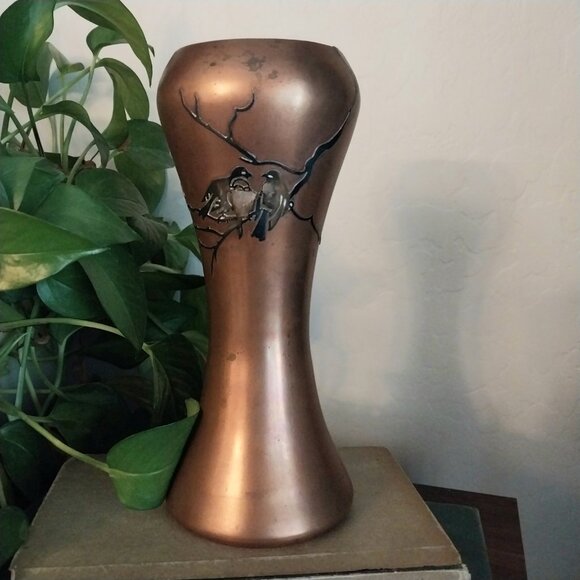 Heintz #3744 Sterling on Bronze Love Birds Vase c1915 - Picture 9 of 9